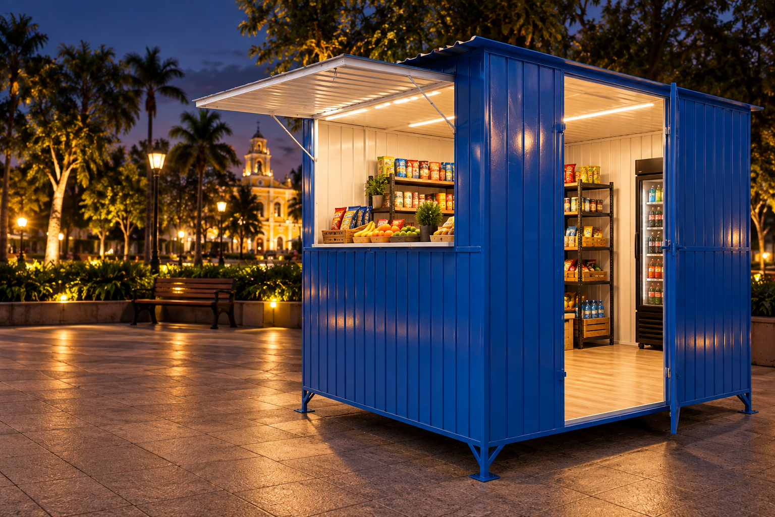 Container comercial Rico com abertura para atendimento