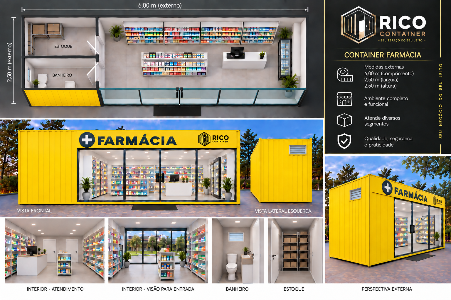 Projeto de Container Farmácia Rico Container