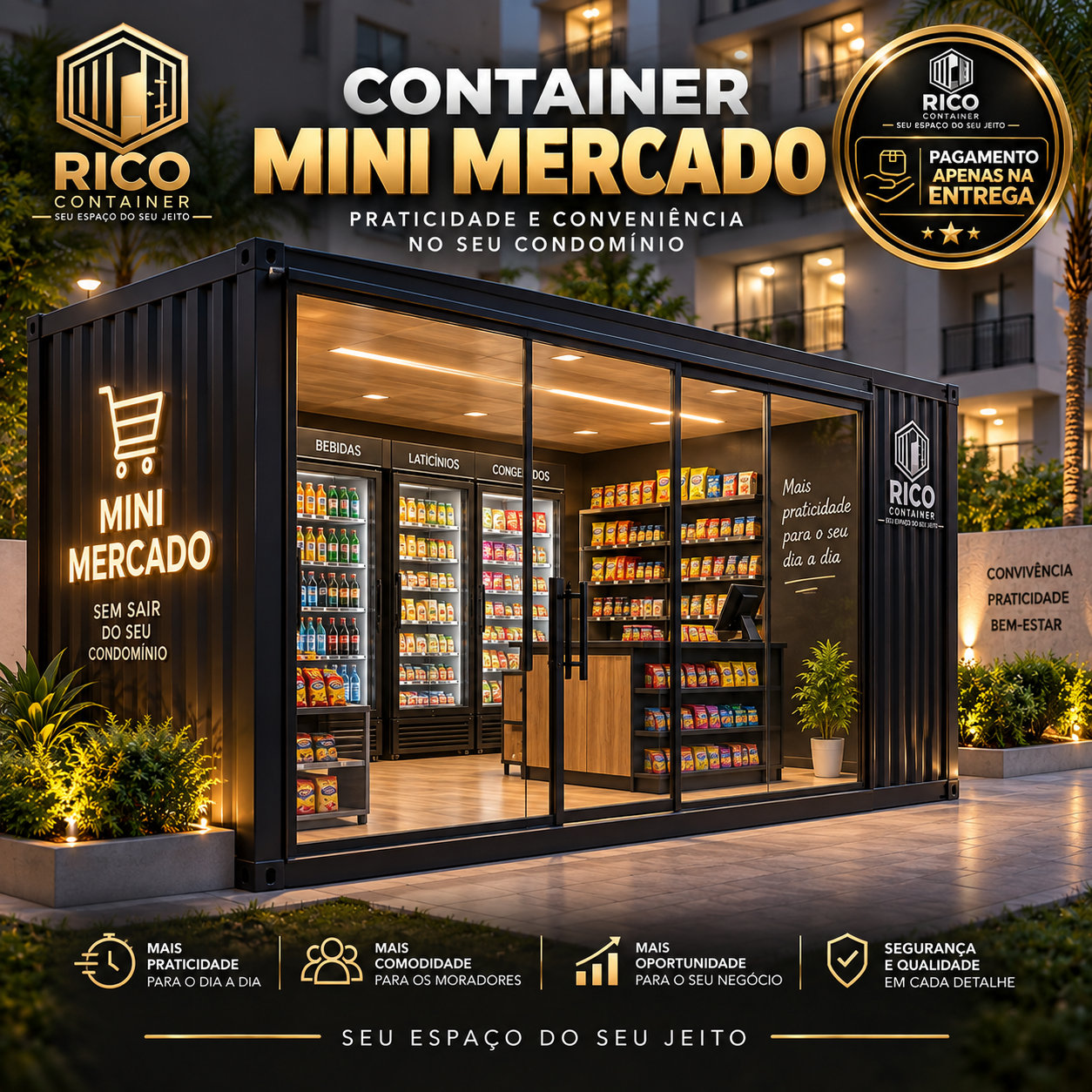 Ilustração de Container Mini Mercado personalizado para uso comercial